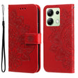 For Xiaomi Redmi Note13 4G 7-petal Flowers Embossing Leather Phone Case(Red) - Note 13 Cases by PMC TechLife | Online Shopping South Africa | PMC TechLife | Buy Now Pay Later Mobicred
