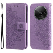 For Xiaomi Redmi A3 7-petal Flowers Embossing Leather Phone Case(Light Purple)