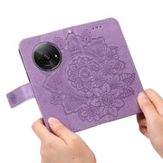 For Xiaomi Redmi A3 7-petal Flowers Embossing Leather Phone Case(Light Purple)