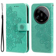 For Xiaomi 14 Ultra 7-petal Flowers Embossing Leather Phone Case(Green) - 14 Ultra Cases by PMC TechLife | Online Shopping South Africa | PMC TechLife | Buy Now Pay Later Mobicred