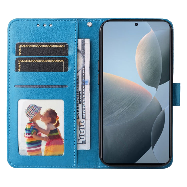 For Xiaomi Redmi K70 / K70 Pro Embossed Sunflower Leather Phone Case(Blue)