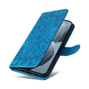 For Xiaomi Redmi K70 / K70 Pro Embossed Sunflower Leather Phone Case(Blue)