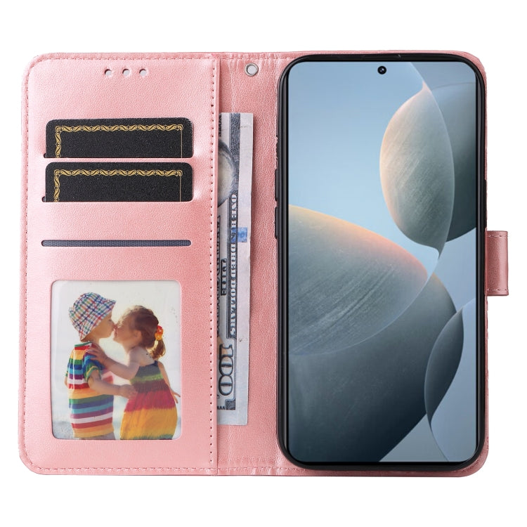 For Xiaomi Redmi K70 / K70 Pro Embossed Sunflower Leather Phone Case(Rose Gold)