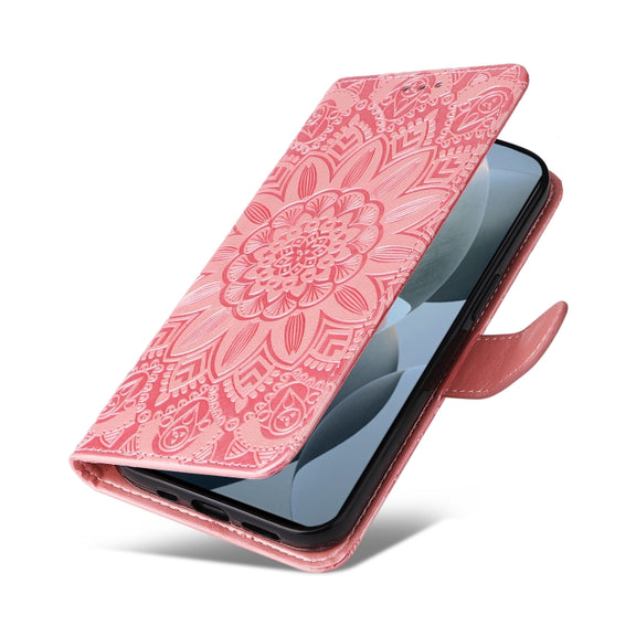For Xiaomi Redmi K70 / K70 Pro Embossed Sunflower Leather Phone Case(Rose Gold)