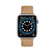Embossed Line Genuine Leather Watch Band For Apple Watch SE 2023 40mm(Khaki)