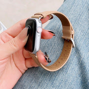 Embossed Line Genuine Leather Watch Band For Apple Watch SE 2023 40mm(Khaki)