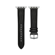 Embossed Line Genuine Leather Watch Band For Apple Watch Series 10 46mm(Black)