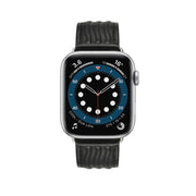 Embossed Line Genuine Leather Watch Band For Apple Watch Series 10 46mm(Black)