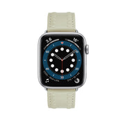 Embossed Love Genuine Leather Watch Band For Apple Watch Series 10 42mm(Milky White)