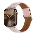 Embossed Love Genuine Leather Watch Band For Apple Watch Series 10 46mm(Pink) - Watch Bands by PMc TechLife | Online Shopping South Africa | PMc TechLife | Buy Now Pay Later Mobicred
