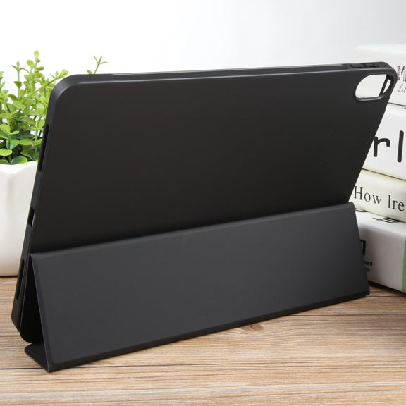 For iPad 10.9 2022 / Air 5 / Air 4 GEBEI 3-folding Holder Shockproof Flip Leather Tablet Case(Black)