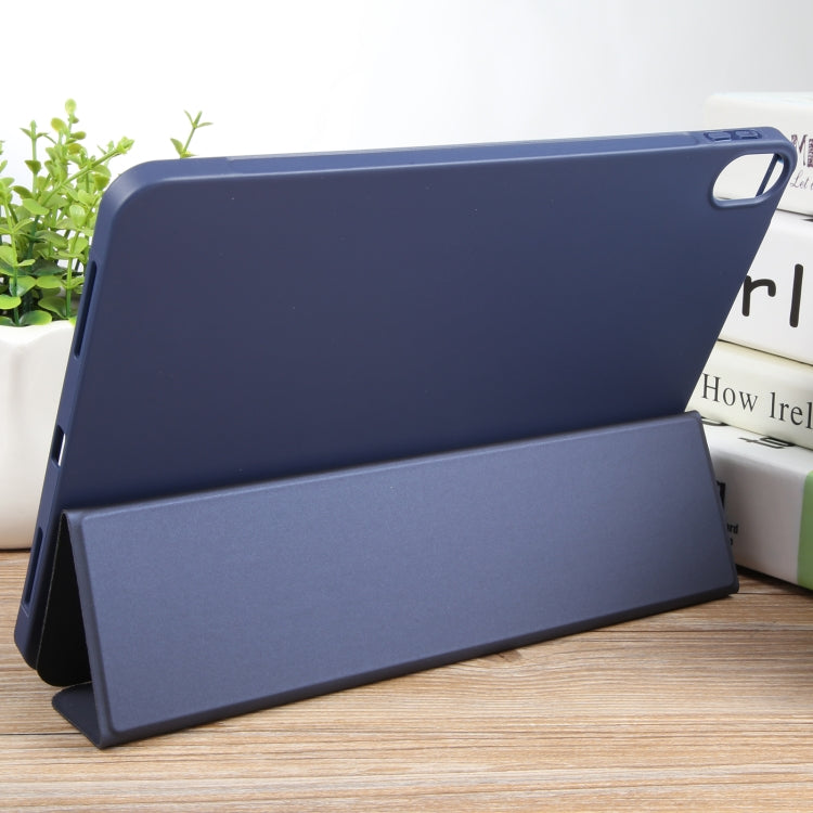 For iPad 10.9 2022 / Air 5 / Air 4 GEBEI 3-folding Holder Shockproof Flip Leather Tablet Case(Dark Blue)