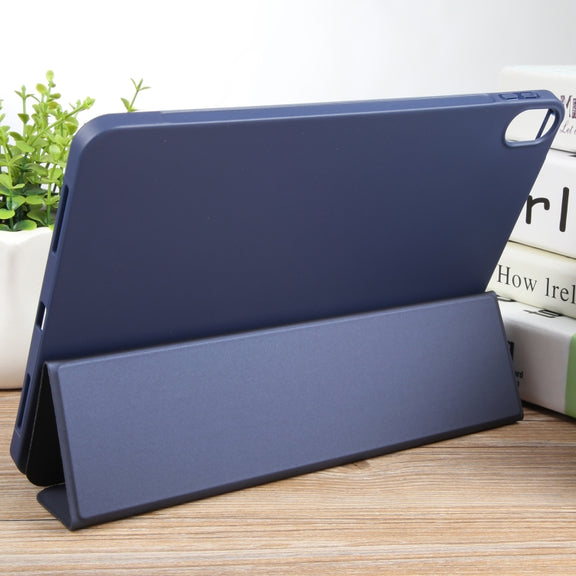 For iPad 10.9 2022 / Air 5 / Air 4 GEBEI 3-folding Holder Shockproof Flip Leather Tablet Case(Dark Blue)