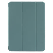 For iPad 10.9 2022 / Air 5 / Air 4 GEBEI 3-folding Holder Shockproof Flip Leather Tablet Case(Dark Green)