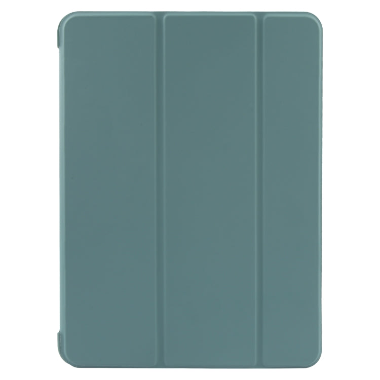 For iPad 10.9 2022 / Air 5 / Air 4 GEBEI 3-folding Holder Shockproof Flip Leather Tablet Case(Dark Green)