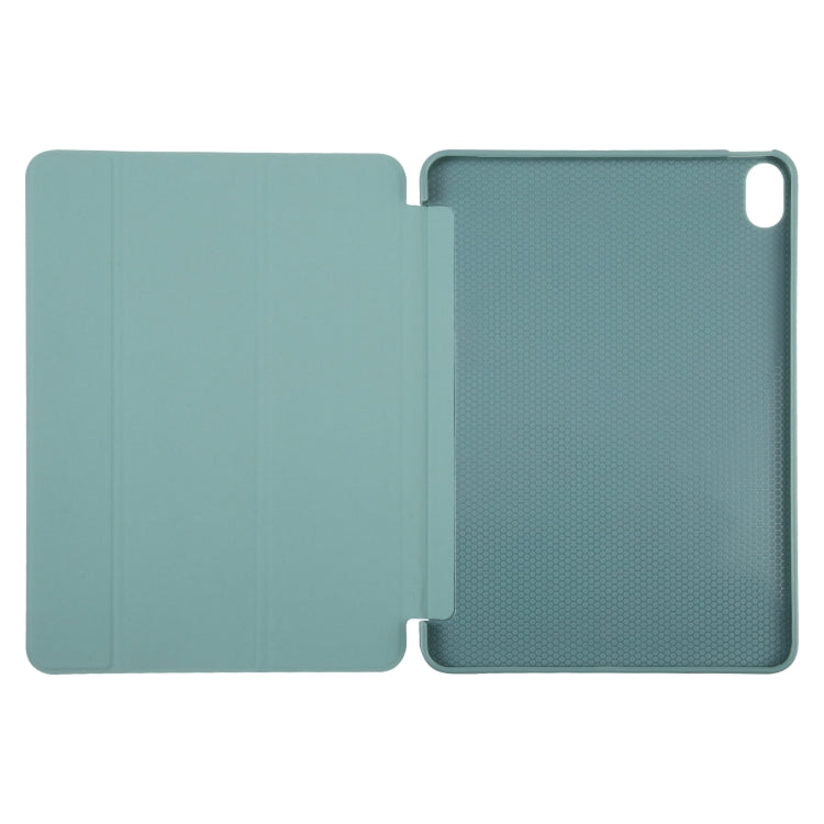 For iPad 10.9 2022 / Air 5 / Air 4 GEBEI 3-folding Holder Shockproof Flip Leather Tablet Case(Dark Green)