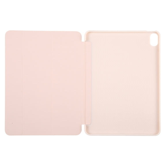 For iPad 10.9 2022 / Air 5 / Air 4 GEBEI 3-folding Holder Shockproof Flip Leather Tablet Case(Pink)