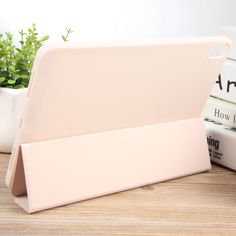 For iPad 10.9 2022 / Air 5 / Air 4 GEBEI 3-folding Holder Shockproof Flip Leather Tablet Case(Pink)