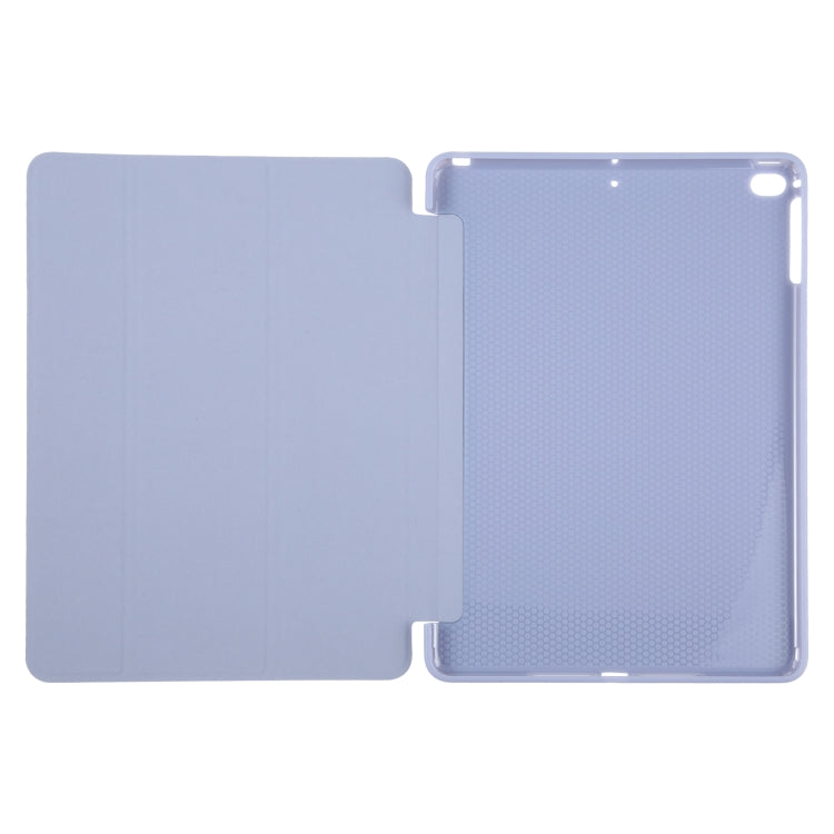 For iPad 9.7 2018 & 2017 / Air / Air2 GEBEI 3-folding Holder Shockproof Flip Leather Tablet Case(Light Purple)
