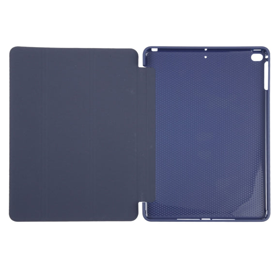For iPad 9.7 2018 & 2017 / Air / Air2 GEBEI 3-folding Holder Shockproof Flip Leather Tablet Case(Dark Blue)