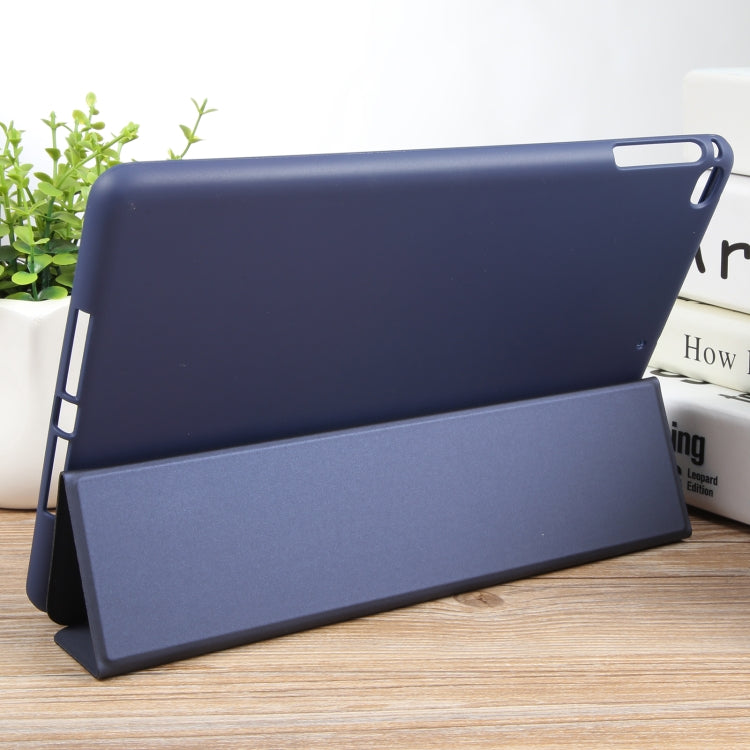 For iPad 9.7 2018 & 2017 / Air / Air2 GEBEI 3-folding Holder Shockproof Flip Leather Tablet Case(Dark Blue)