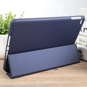 For iPad 9.7 2018 & 2017 / Air / Air2 GEBEI 3-folding Holder Shockproof Flip Leather Tablet Case(Dark Blue)
