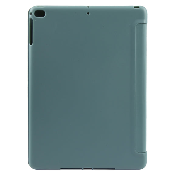 For iPad 9.7 2018 & 2017 / Air / Air2 GEBEI 3-folding Holder Shockproof Flip Leather Tablet Case(Dark Green)