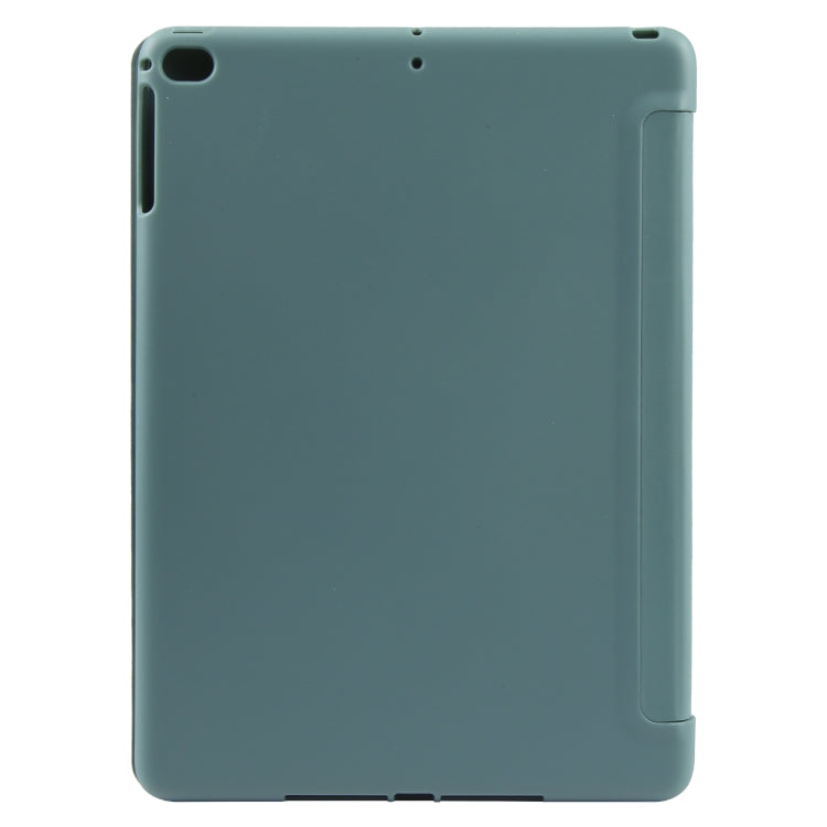 For iPad 9.7 2018 & 2017 / Air / Air2 GEBEI 3-folding Holder Shockproof Flip Leather Tablet Case(Dark Green)