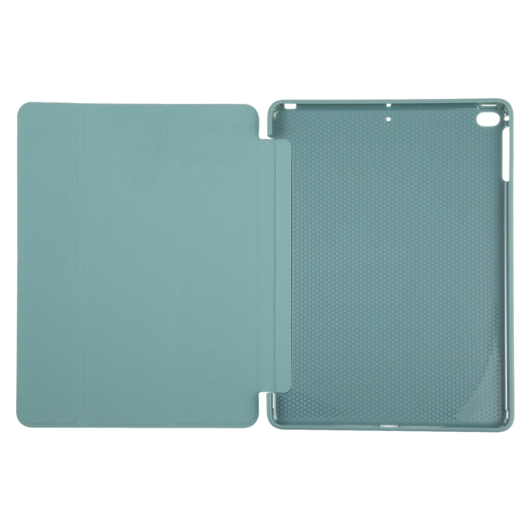 For iPad 9.7 2018 & 2017 / Air / Air2 GEBEI 3-folding Holder Shockproof Flip Leather Tablet Case(Dark Green)