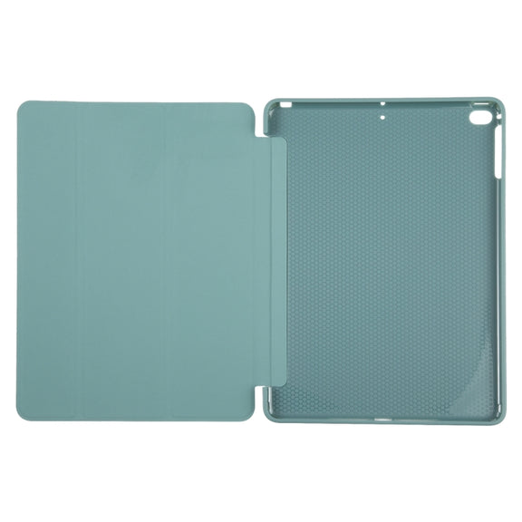 For iPad 9.7 2018 & 2017 / Air / Air2 GEBEI 3-folding Holder Shockproof Flip Leather Tablet Case(Dark Green)