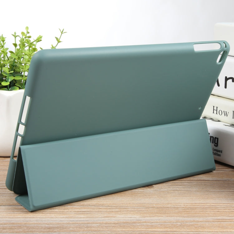 For iPad 9.7 2018 & 2017 / Air / Air2 GEBEI 3-folding Holder Shockproof Flip Leather Tablet Case(Dark Green)