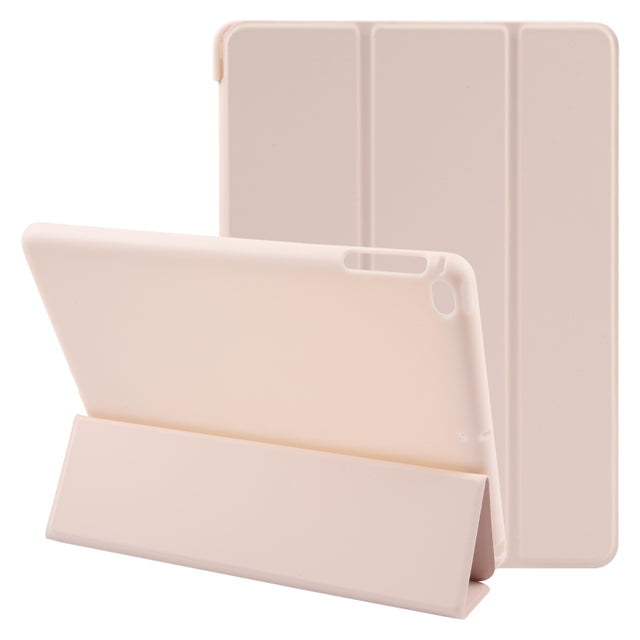 For iPad 9.7 2018 & 2017 / Air / Air2 GEBEI 3-folding Holder Shockproof Flip Leather Tablet Case(Pink)