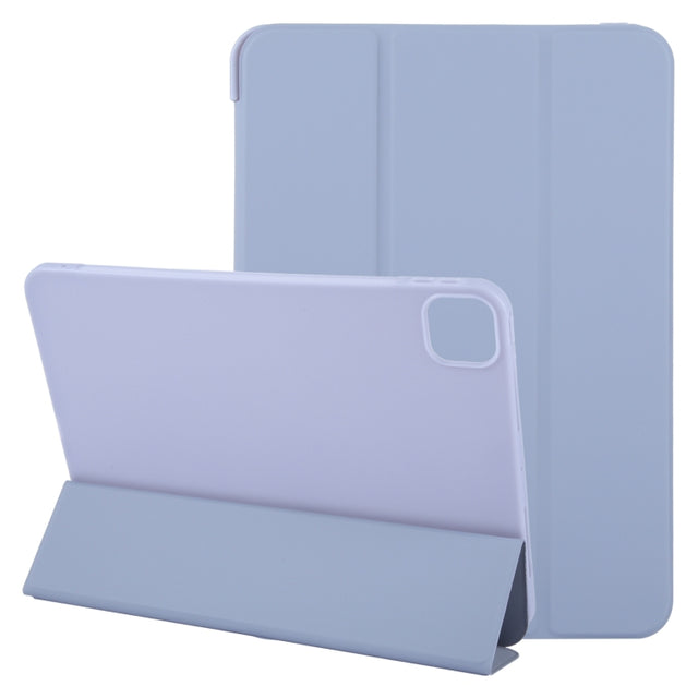 For iPad Air 11 2024 GEBEI 3-folding Holder Shockproof Flip Leather Tablet Case(Light Purple)
