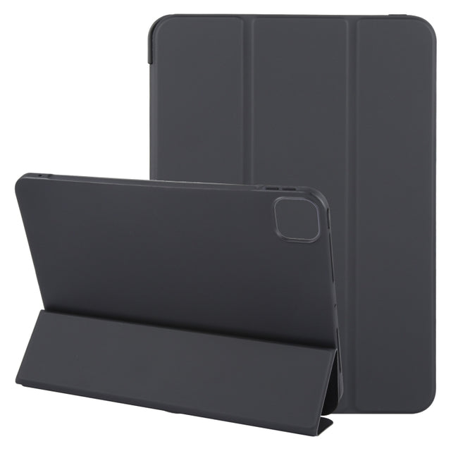 For iPad Air 11 2025 / 2024 GEBEI 3-folding Holder Shockproof Flip Leather Tablet Case(Black)