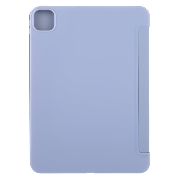 For iPad Pro 11 2024 GEBEI 3-folding Holder Shockproof Flip Leather Tablet Case(Light Purple)