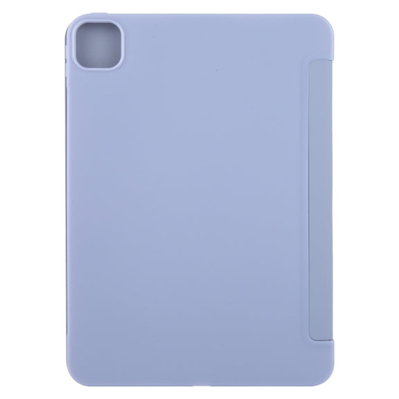 For iPad Pro 11 2024 GEBEI 3-folding Holder Shockproof Flip Leather Tablet Case(Light Purple)