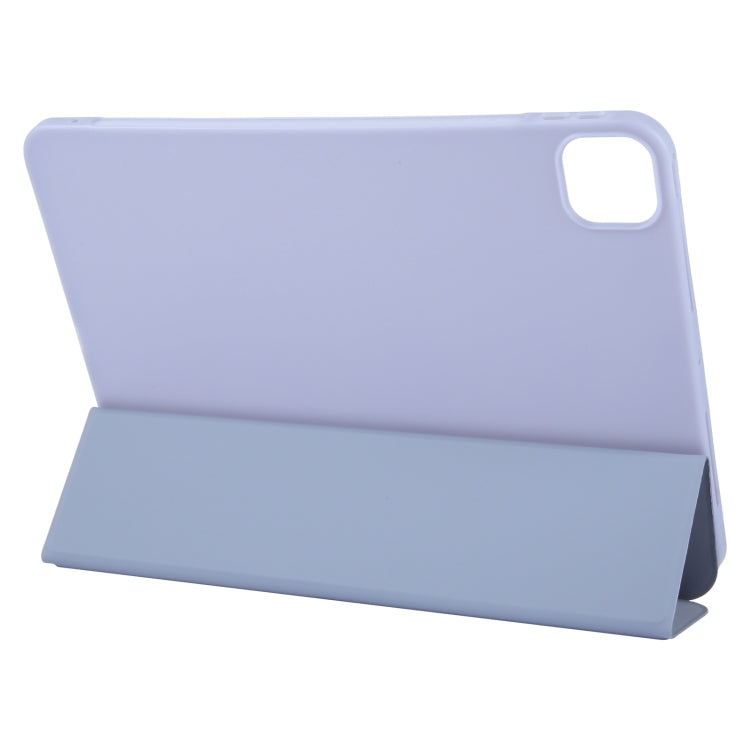 For iPad Pro 11 2024 GEBEI 3-folding Holder Shockproof Flip Leather Tablet Case(Light Purple)
