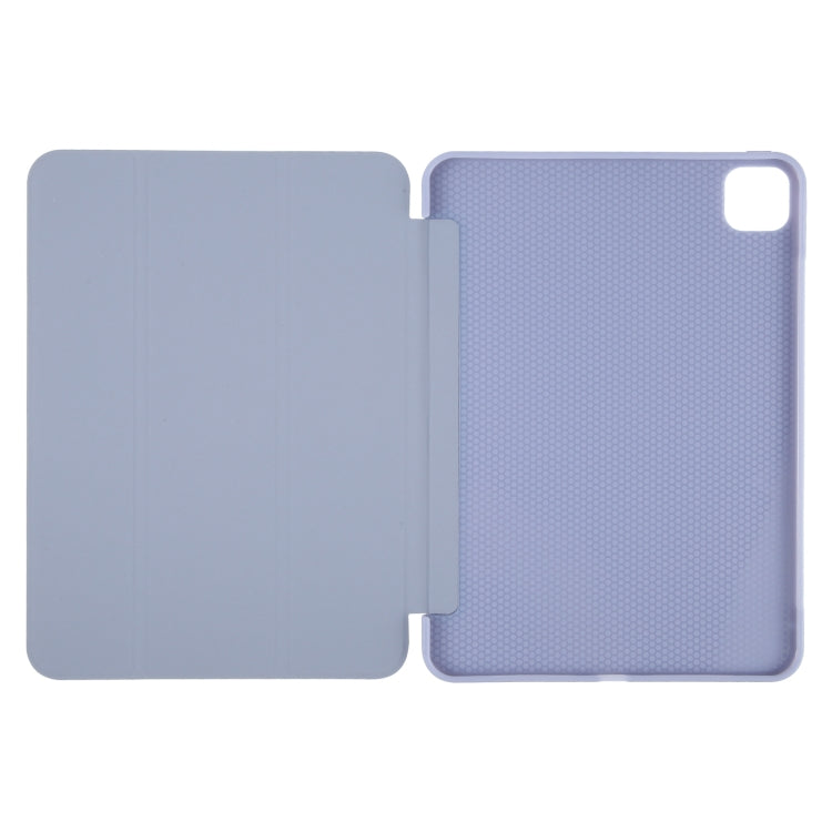 For iPad Pro 11 2024 GEBEI 3-folding Holder Shockproof Flip Leather Tablet Case(Light Purple)