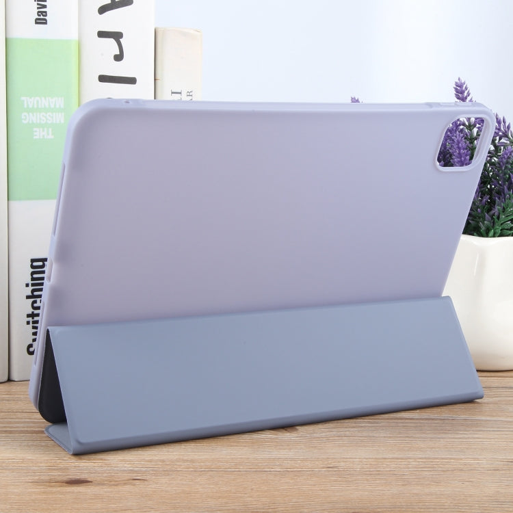 For iPad Pro 11 2024 GEBEI 3-folding Holder Shockproof Flip Leather Tablet Case(Light Purple)