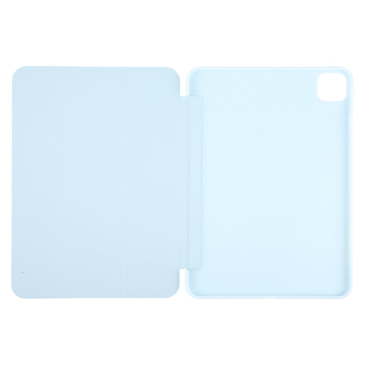 For iPad Pro 11 2024 GEBEI 3-folding Holder Shockproof Flip Leather Tablet Case(Sky Blue)