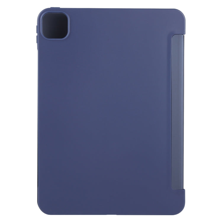 For iPad Pro 11 2024 GEBEI 3-folding Holder Shockproof Flip Leather Tablet Case(Dark Blue)
