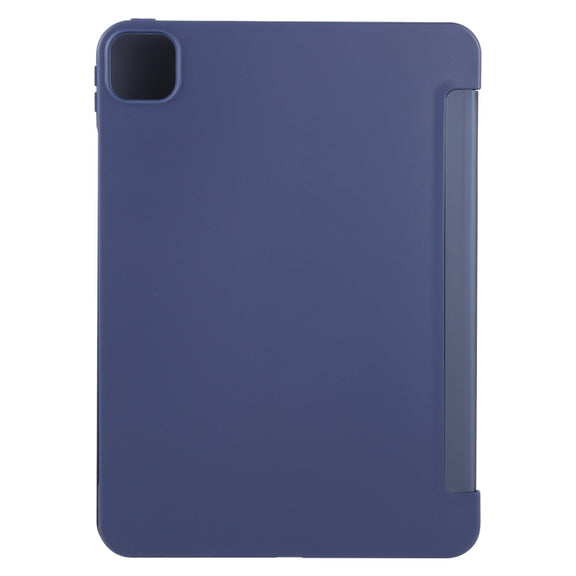 For iPad Pro 11 2024 GEBEI 3-folding Holder Shockproof Flip Leather Tablet Case(Dark Blue)