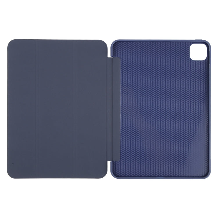 For iPad Pro 11 2024 GEBEI 3-folding Holder Shockproof Flip Leather Tablet Case(Dark Blue)