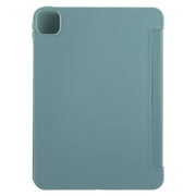 For iPad Pro 11 2024 GEBEI 3-folding Holder Shockproof Flip Leather Tablet Case(Dark Green)