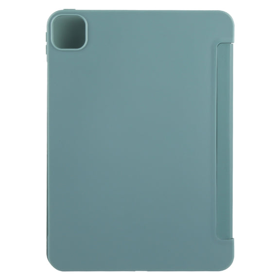 For iPad Pro 11 2024 GEBEI 3-folding Holder Shockproof Flip Leather Tablet Case(Dark Green)