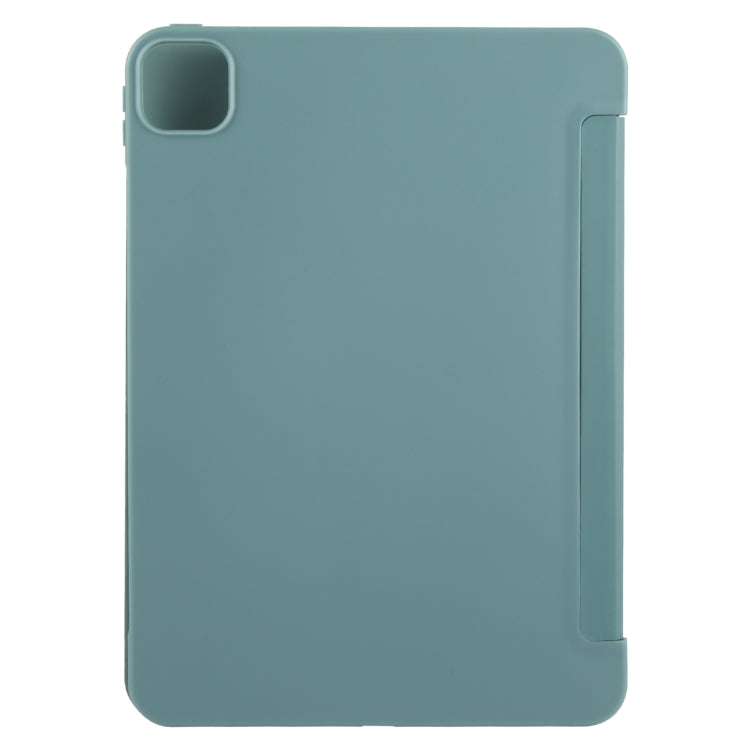 For iPad Pro 11 2024 GEBEI 3-folding Holder Shockproof Flip Leather Tablet Case(Dark Green)