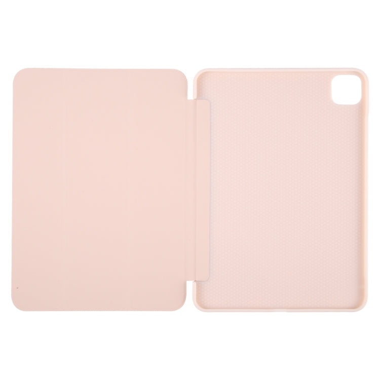For iPad Pro 11 2024 GEBEI 3-folding Holder Shockproof Flip Leather Tablet Case(Pink)