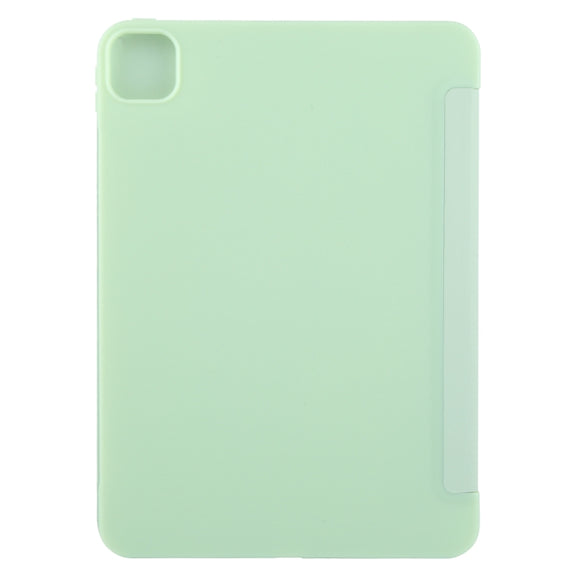 For iPad Pro 11 2024 GEBEI 3-folding Holder Shockproof Flip Leather Tablet Case(Green)