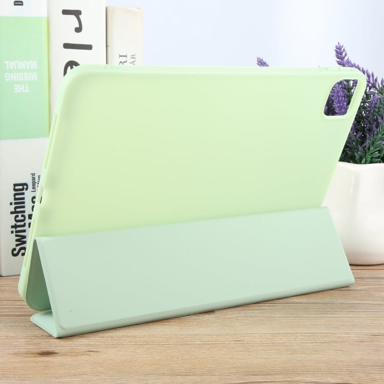 For iPad Pro 11 2024 GEBEI 3-folding Holder Shockproof Flip Leather Tablet Case(Green)