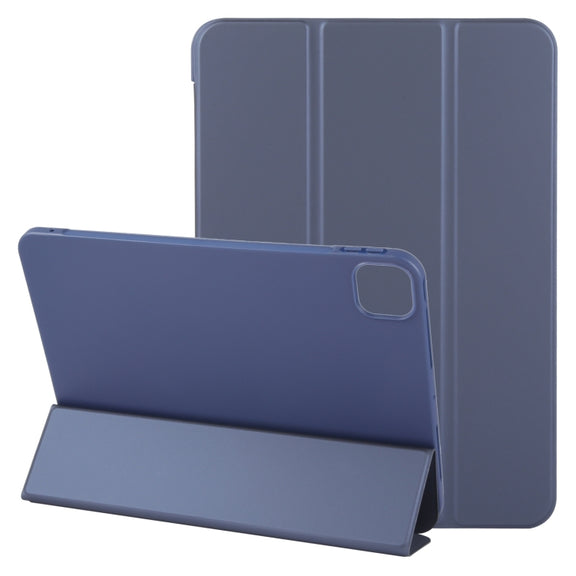 For iPad Air 13 2025 / 2024 GEBEI 3-folding Holder Shockproof Flip Leather Tablet Case(Dark Blue)
